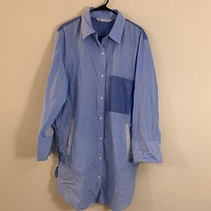 Zara Blue Striped Button-Up Shirt